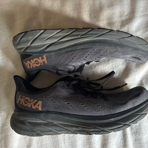 Hoka Charcoal and Peach Athletic Shoes